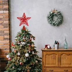 Christmas Glitter Lighted Red Star Tree Toper -Christmas Decorations Store Christmas Tree Toppers Glitter Red Star Tree Topper Lighted with Warm White LED Lights 6 result