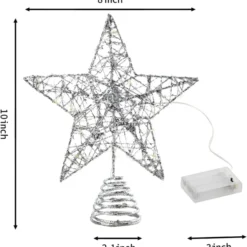 Christmas Glitter Lighted Silver Tree Topper Star -Christmas Decorations Store Christmas Tree Toppers Glitter Silver Star Tree Topper Lighted with Warm White LED Lights 4 result 600x624 1