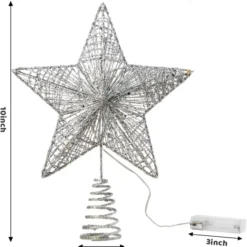 Christmas Glittery Silver Light Up Star Tree Topper -Christmas Decorations Store Christmas Tree Toppers Glittery Silver Star Tree Topper Lighted with White LED Lights 3 result 600x658 1