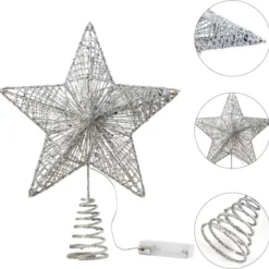 Christmas Glittery Silver Light Up Star Tree Topper -Christmas Decorations Store Christmas Tree Toppers Glittery Silver Star Tree Topper Lighted with White LED Lights 4 result 600x592 1