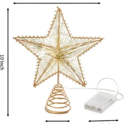 Lighted Christmas Tree Topper Gold Star 10 Lighted Christmas Tree Topper Gold Star -Christmas Decorations Store Christmas Tree Toppers Gold Star Tree Topper Lighted with Warm White LED Lights 3 result 600x640 1