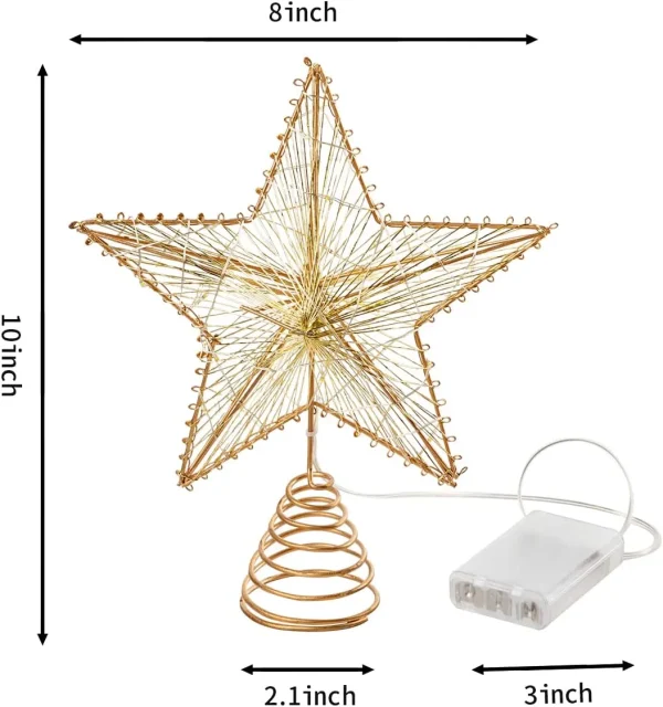 Lighted Christmas Tree Topper Gold Star 5 Lighted Christmas Tree Topper Gold Star - Image 3
