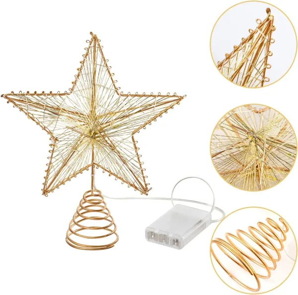 Lighted Christmas Tree Topper Gold Star 6 Lighted Christmas Tree Topper Gold Star - Image 4