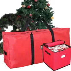 Ornament Storage And Christmas Tree Storage Bag 48in -Christmas Decorations Store Christmas Tree and 64 Slot Ornament Storage Set Red 48in 4 result 600x588 1