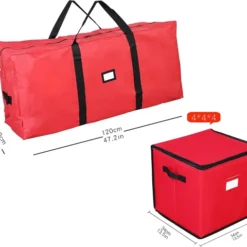 Ornament Storage And Christmas Tree Storage Bag 48in -Christmas Decorations Store Christmas Tree and 64 Slot Ornament Storage Set Red 48in 5 result 600x480 1