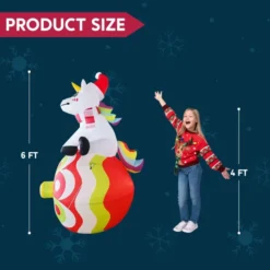 6ft Christmas Unicorn With Ornaments LED Inflatable Yard Decor 12 6ft Christmas Unicorn With Ornaments LED Inflatable Yard Decor -Christmas Decorations Store Christmas Unicorn with Ornaments 6ft 6 600x600 1