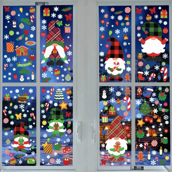 300pcs Christmas Gnome Window Clings 3 300pcs Christmas Gnome Window Clings
