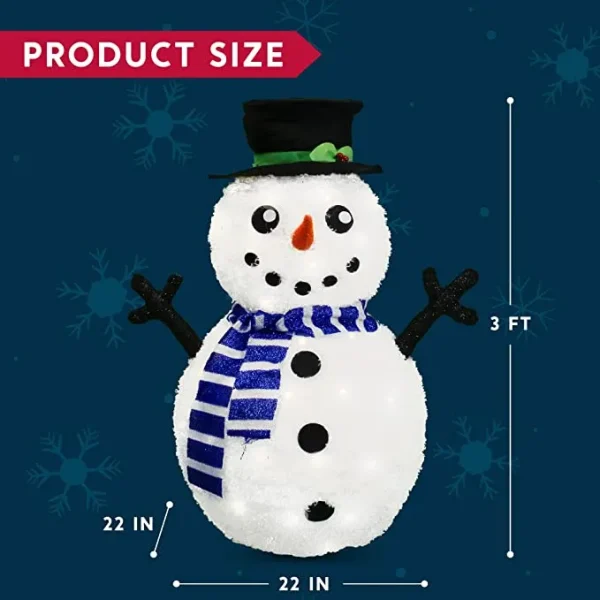 3ft 100 LED Collapsible Snowman Yard Decoration Lighted 8 3ft 100 LED Collapsible Snowman Yard Decoration Lighted - Image 6