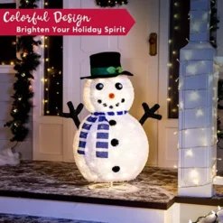 3ft 100 LED Collapsible Snowman Yard Decoration Lighted 11 3ft 100 LED Collapsible Snowman Yard Decoration Lighted -Christmas Decorations Store Collapsible Snowman LED Yard Light 3ft 4 600x600 1