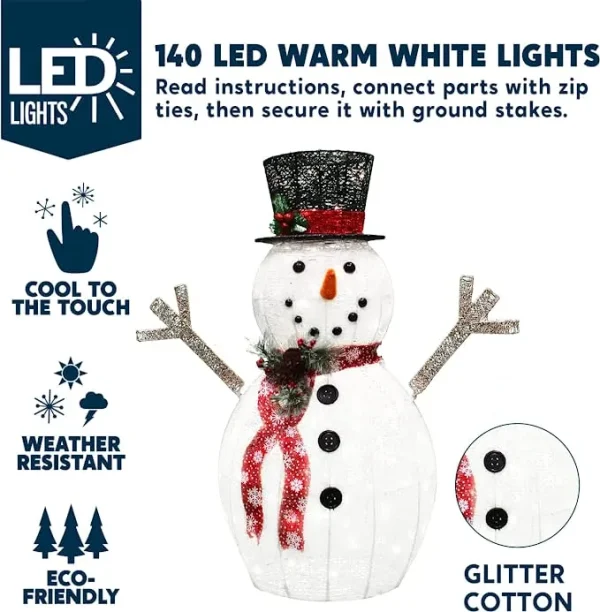 3ft Cotton Snowman LED Yard Light 4 3ft Cotton Snowman LED Yard Light - Image 2
