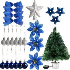 DIY Blue Small Tabletop Christmas Tree With LED Lights 24 In -Christmas Decorations Store DIY Tabletop Mini Christmas Tree Blue 24in 4 result 600x591 1