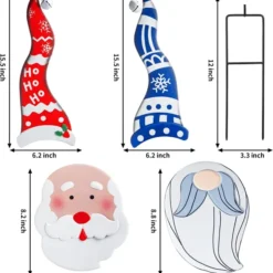 Snowman And Santa Christmas Yard Signs -Christmas Decorations Store Gnome and Santa Metal Yard Signs result 600x646 1