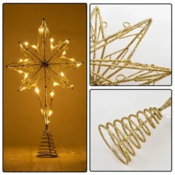 Gold Eight-point Star Tree Topper, Warm White -Christmas Decorations Store Gold Eight point Star Tree Topper Warm White 4 result 600x600 1