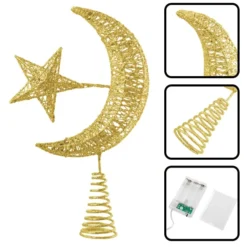 Gold Star & Moon Tree Topper, Warm White -Christmas Decorations Store Gold Star Moon Tree Topper Warm White 4 result 600x600 1