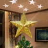 LED Light Up Gold Star Tree Topper W/ White Projector