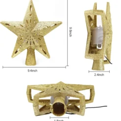 Yellow LED Star Christmas Tree Topper 10 Yellow LED Star Christmas Tree Topper -Christmas Decorations Store Gold Star Tree Topper with Yellow Star Projector Lights 3 result 600x611 1