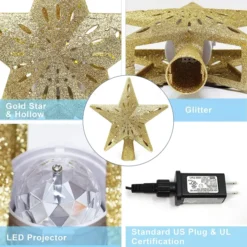Yellow LED Star Christmas Tree Topper 11 Yellow LED Star Christmas Tree Topper -Christmas Decorations Store Gold Star Tree Topper with Yellow Star Projector Lights 4 result 600x600 1