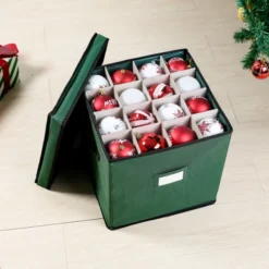 Green Christmas Ornament Storage Box -Christmas Decorations Store Green Christmas Ornament Storage Box 5 1 600x600 1