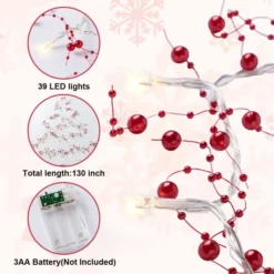 39 LED Pre Lit Christmas Garland 10ft 8 39 LED Pre Lit Christmas Garland 10ft -Christmas Decorations Store LED Berry Beaded Garland 3 result 600x600 1