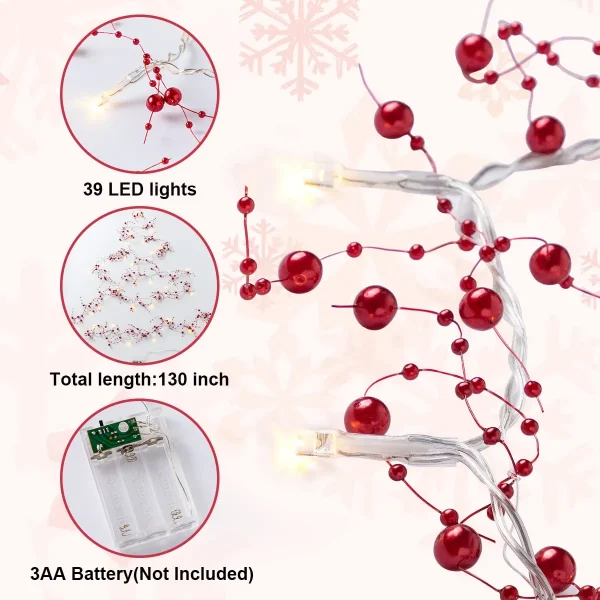 39 LED Pre Lit Christmas Garland 10ft 5 39 LED Pre Lit Christmas Garland 10ft - Image 3