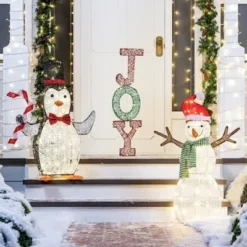 80 LED Cotton Snowman With Christmas Hat 3.5ft -Christmas Decorations Store LED Yard Lights Cotton Snowman with Christmas Hat 3 6 1 600x400 1