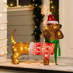 2ft LED Dog Christmas Decoration -Christmas Decorations Store LED Yard Lights Tinsel Wiener Dog 2ft 2 600x600 1