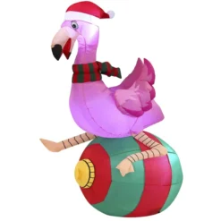 6ft Christmas Inflatable Flamingo On Ornament -Christmas Decorations Store Large Flamingo on Ornament Inflatable 6ft 2 result 600x600 1