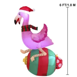 6ft Christmas Inflatable Flamingo On Ornament -Christmas Decorations Store Large Flamingo on Ornament Inflatable 6ft 5 result 600x600 1