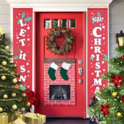 Let It Snow & Merry Christmas Banner 9 Let It Snow & Merry Christmas Banner -Christmas Decorations Store Let it Snow Merry Christmas Hanging Door Banner 1 result 600x600 1