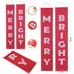 Merry And Bright Christmas Door Banners -Christmas Decorations Store Merry and Bright Christmas Banner 3 result result 600x600 1