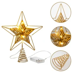 Metal Gold Star Tree Topper With Warm White LED Lights -Christmas Decorations Store Metal Gold Star Tree Topper with Warm White LED Lights 4 result 600x600 1