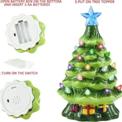 Mini Pre Lit Ceramic Tabletop Christmas Tree 7in -Christmas Decorations Store Mini Prelit Tabletop Christmas Tree 7in 4 600x577 1
