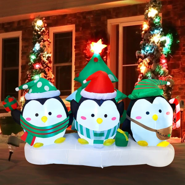 6ft Penguin Christmas Gathering Inflatable 3 6ft Penguin Christmas Gathering Inflatable