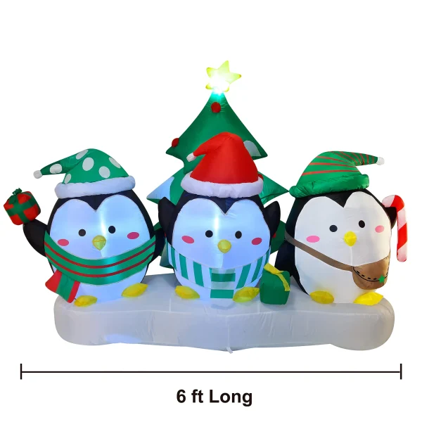 6ft Penguin Christmas Gathering Inflatable 4 6ft Penguin Christmas Gathering Inflatable - Image 2