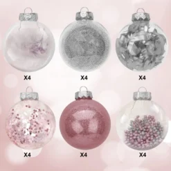 Plastic Clear Ball Ornaments With Filling - Pink -Christmas Decorations Store Plastic Clear Ball Ornaments with Filling Pink 3 result 600x600 1
