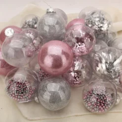 Plastic Clear Ball Ornaments With Filling - Pink -Christmas Decorations Store Plastic Clear Ball Ornaments with Filling Pink 4 result 600x600 1