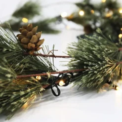 Pre Lit Christmas Smokey Pine Garland -Christmas Decorations Store Pre Lit Smokey Pine Christmas Garland 4 result 600x600 1
