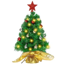 50 LED Pre Lit Tabletop Christmas Tree 23in -Christmas Decorations Store Prelit Table top Christmas tree with DIY Kits Gold 23in 1 result 600x598 1