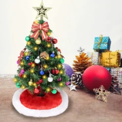 Pre Lit Table Top Christmas Tree Decoration 24in -Christmas Decorations Store Prelit Tabletop Christmas Tree with Tree Skirt 24in 3 result 600x600 1
