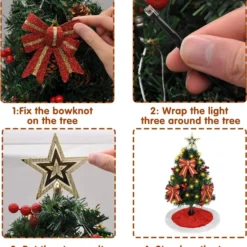 Pre Lit Table Top Christmas Tree Decoration 24in -Christmas Decorations Store Prelit Tabletop Christmas Tree with Tree Skirt 24in 5 result 600x639 1