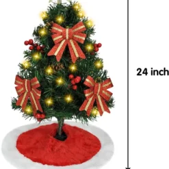 Pre Lit Table Top Christmas Tree Decoration 24in -Christmas Decorations Store Prelit Tabletop Christmas Tree with Tree Skirt 24in 6 result 600x817 1