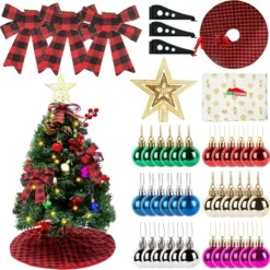 50 LED Pre Lit Artificial Mini Christmas Tree 24in -Christmas Decorations Store Prelit Tabletop Christmas Tree with Tree Skirt and Decoration Kits 24in 6 result 600x596 1