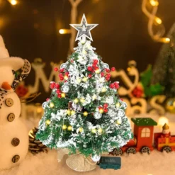 50 LED Prelit Tabletop Christmas Tree With String Lights 24in