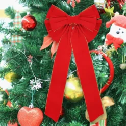 Christmas Decorations Store 19 Premium Red Velvet Bows With Gold Wired Edge