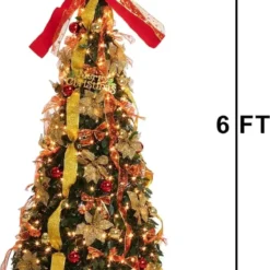 6ft Push Bubble Up Christmas Tree With Lights And Decorations -Christmas Decorations Store Pull Up Christmas Tree with Accessories 6ft 4 600x919 1