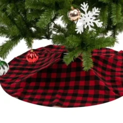 Buffalo Plaid Christmas Tree Skirt Red And Black 36in