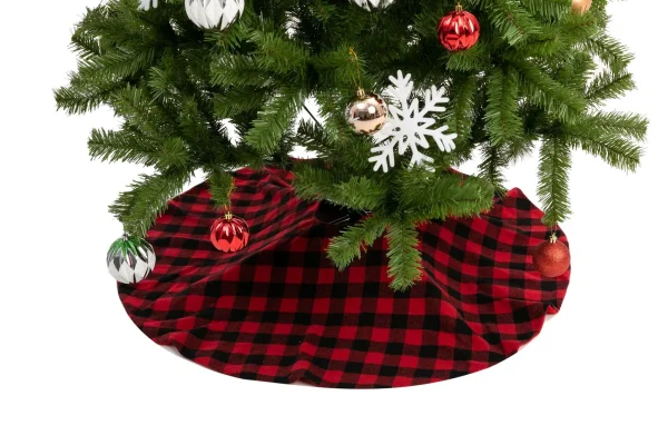 Buffalo Plaid Christmas Tree Skirt Red And Black 36in 5 Buffalo Plaid Christmas Tree Skirt Red And Black 36in - Image 3
