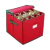 Red Christmas Ornament Storage Box With Adjustable Dividers