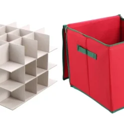 Red Christmas Ornament Storage Box With Adjustable Dividers -Christmas Decorations Store Red Christmas Ornament Storage Box with Adjustable Dividers 3 1 600x345 1