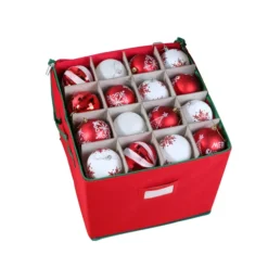 Red Christmas Ornament Storage Box With Adjustable Dividers -Christmas Decorations Store Red Christmas Ornament Storage Box with Adjustable Dividers 6 1 600x600 1